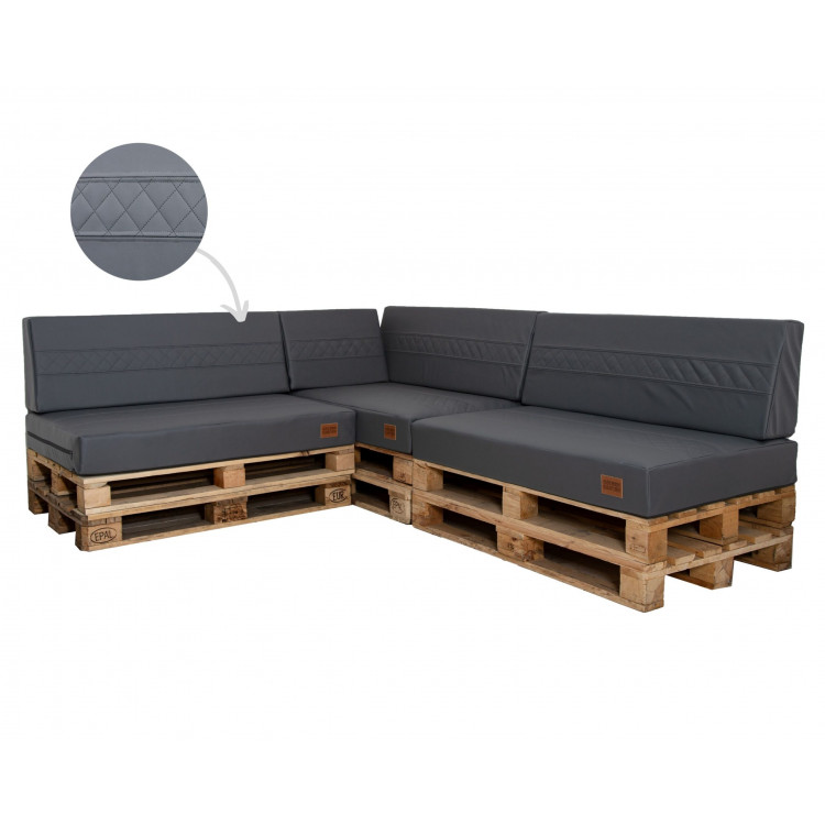 Paletové sedenie Golden Garden GG16 - Podsedáky a Vankúše 3ks × 120/80/15 + 3ks x 120cm/40cm/20/10cm – ekokoža sivá Paletové sedenie Golden Garden GG16 - Podsedáky a Vankúše 3ks × 120/80/15 + 3ks x 120cm/40cm/20/10cm – ekokoža sivá